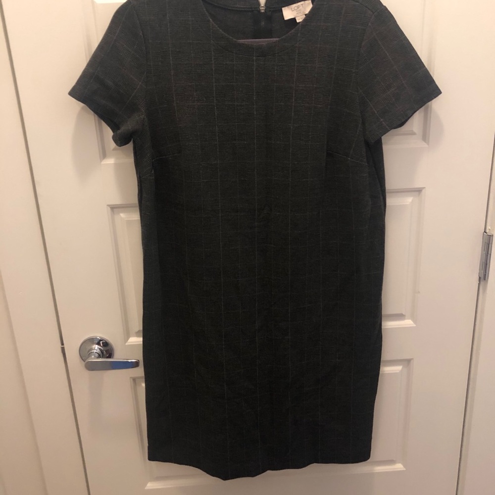 Loft grey plaid dress